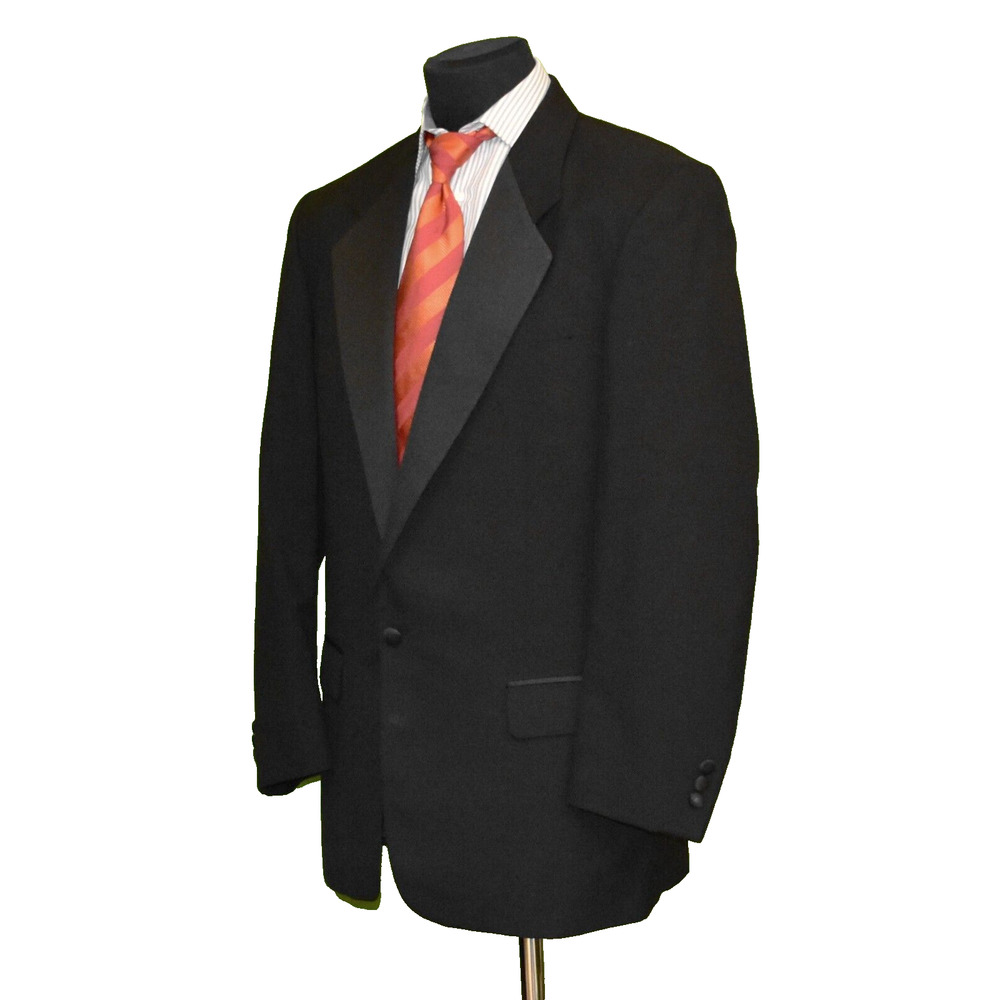 B0 Auth PIERRE BALMAIN Black Wool Tuxedo Single Button Blazer Size 41 Long - Picture 2 of 7